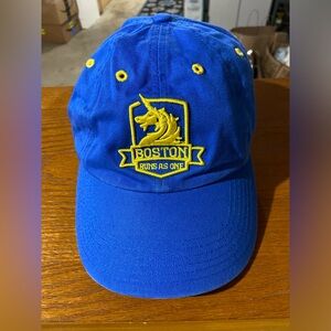 Hat-original post tragedy Boston Marathon cap my husband got when he ran.
